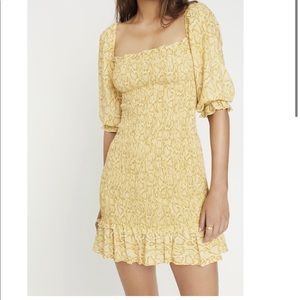 Faithfull the Brand Yellow Petra Snake Dress